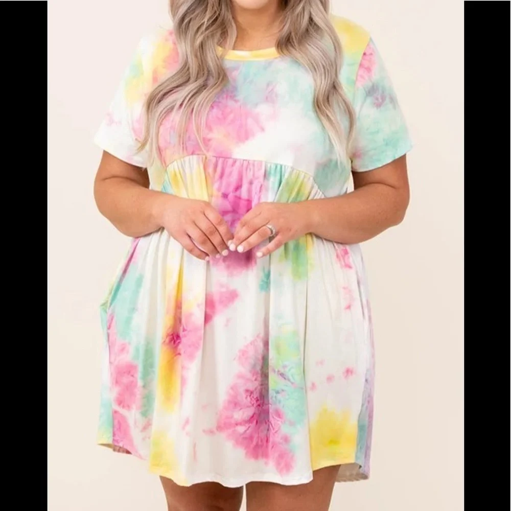 PLUS Tie Dye T-shirt Dress - Picture 1 of 2